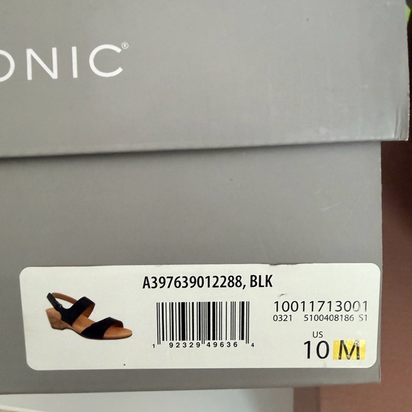 New  Vionic Snake Print Adjustable Wedge Sandals Kanya Black Sz 10 - Picture 6 of 6